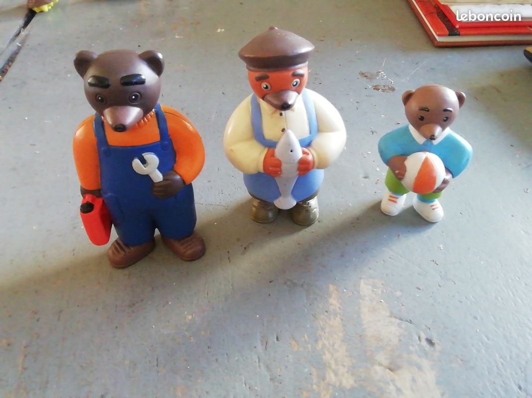 Lot De 3 Figurines Petit Ours Brun Bayard Presse - Occasion, Parfait Pour Les Enfants