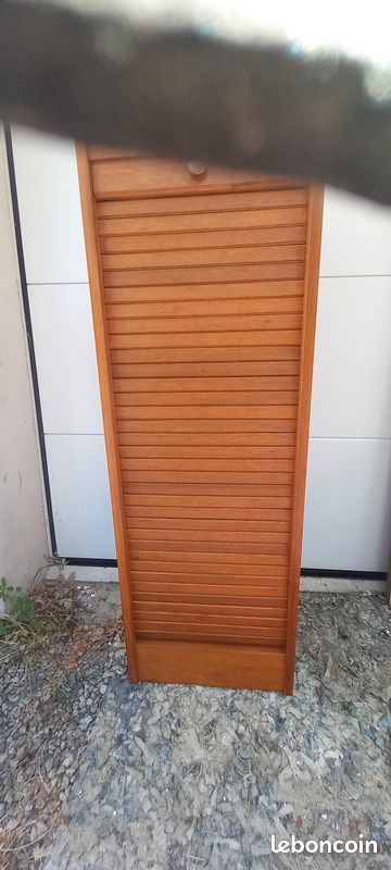 Ancien meuble classeur porte volet rideau déroulant bois (image 3)