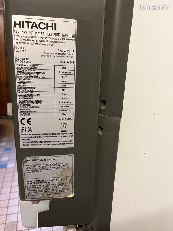 Chauffe eau thermodynamique Hitachi TAW-270NH2A (image 2)