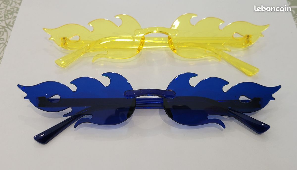 Lot de paires lunettes flamme disco années 80 bleu, jaune, rose - Main Image