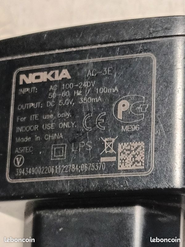 Chargeur Mural Pour Nokia - Compatible 3710 Fold, 3250, 3500 Classic, Etc. - Marque Vhbw - Neuf