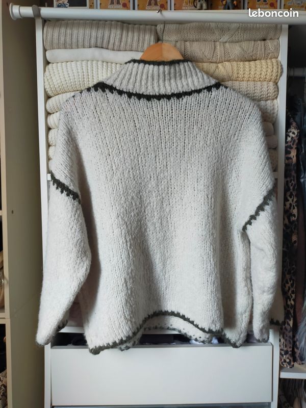 Pull oversize beige et kaki femme S/M (image 12)