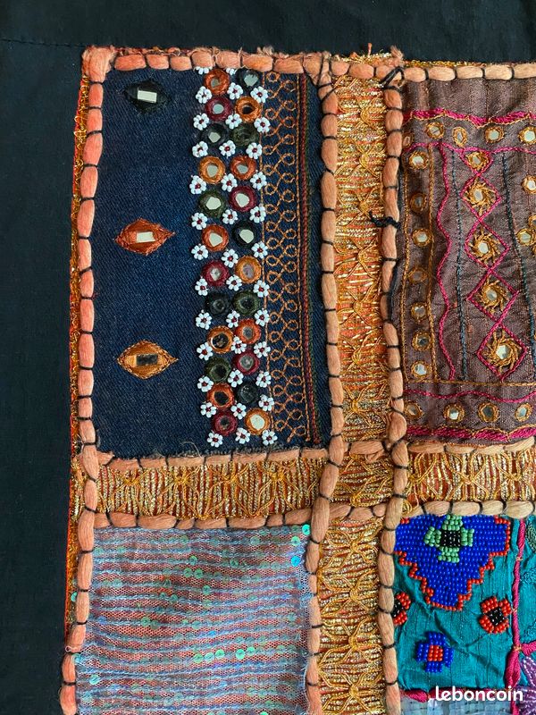 Tapisserie Murale Indienne Patchwork Artisanal (image 3)