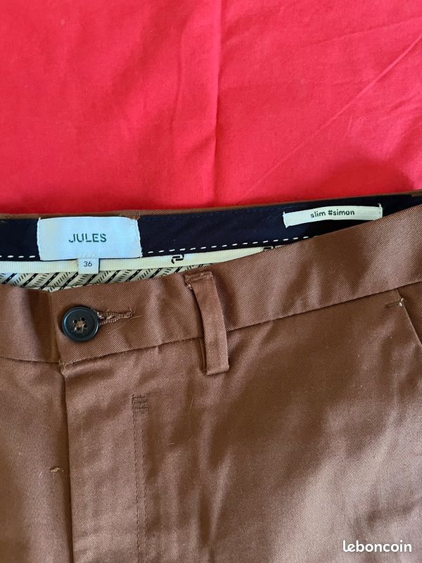 Pantalon coupe slim Jules- Marron (image 1)