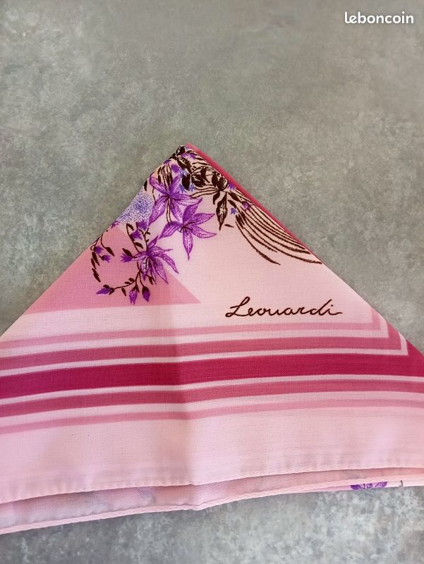 Foulard Carré Vintage En Soie 100% - Motif Tableau De Peintre Géométrique, Italie, Très Bon état