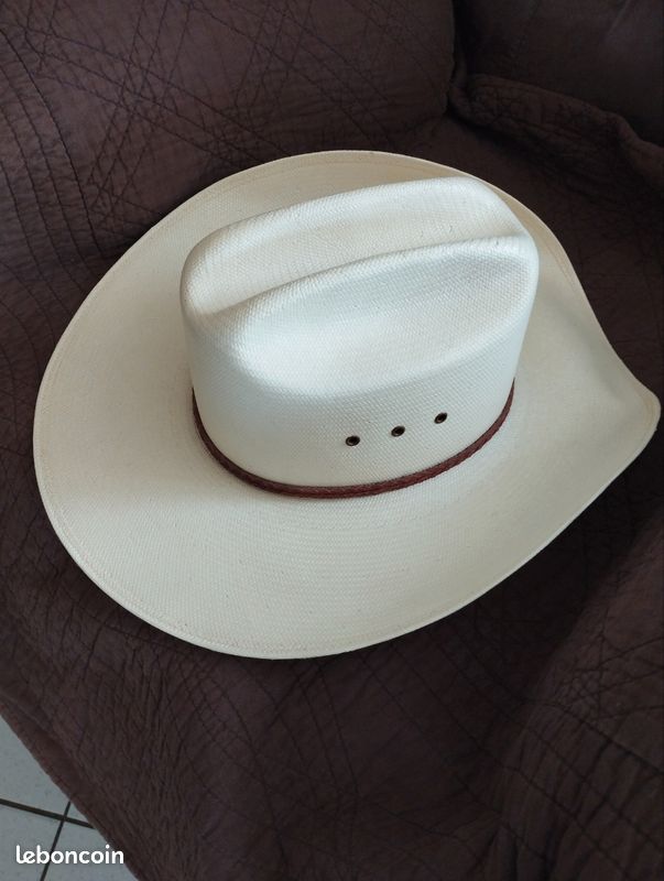 Chapeau de cow-boy VINTAGE John B. Stetson Roadrunner paille tissée