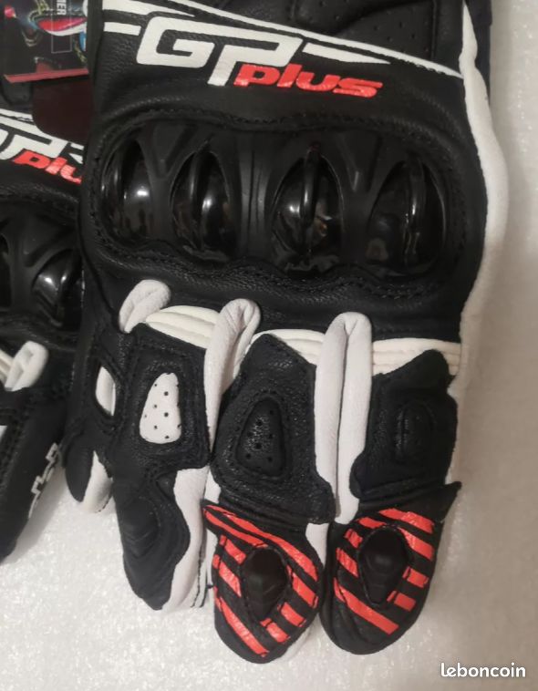 Gants moto longs Alpinestars GP PLUS taille L, noir-blanc-rouge, cuir véritable, compétition, neuf (image 2)