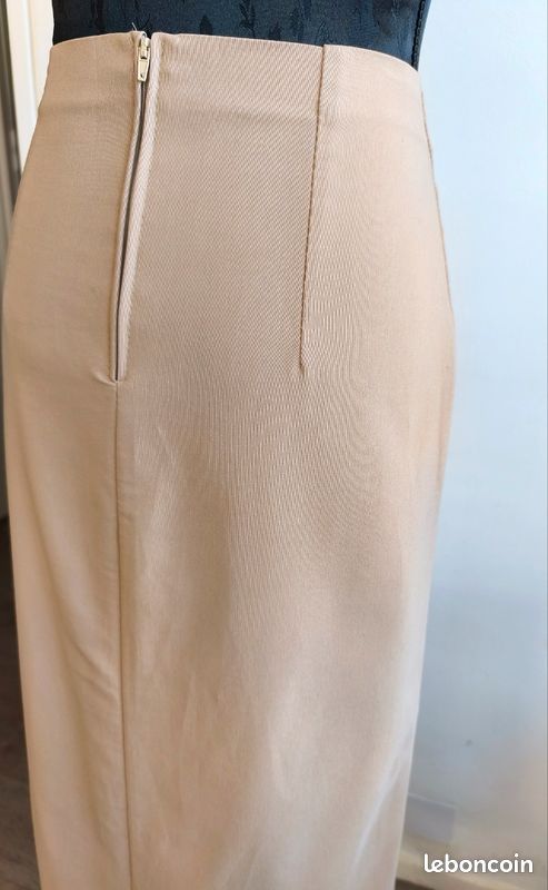 Jupe midi évasée en lin et viscose - Marron - Taille 40-64 - FR