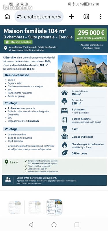 Maison 4 pièces 104 m² · à Éterville · 104 m² · 295 000 €