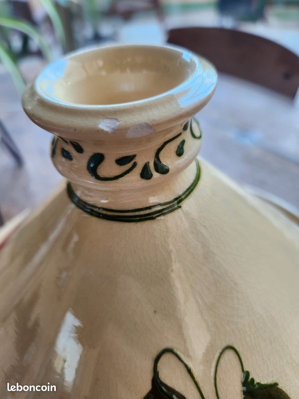 Tajine en céramique signé Vallauris G.C – décor floral (image 4)