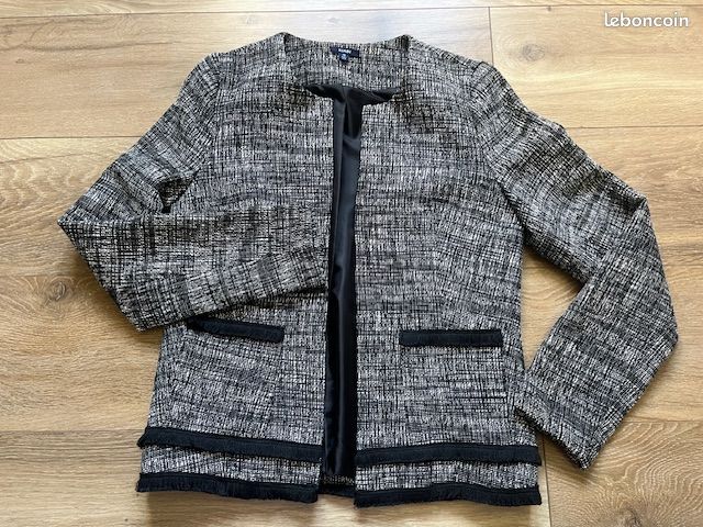 Veste tailleur noir et blanc Kiabi 38 (image 1)