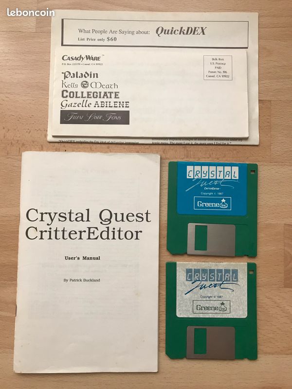 Jeu collector "Crystal Quest with CritterEditor" Greene Inc. (original US de 1987) (image 3)