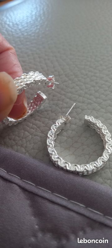 Boucles D'oreilles Clips En Argent Rhodié 925 - Créateur Sueno - Occasion Très Bon état