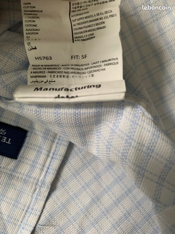 Chemise Suitsupply blanche à carreaux bleus neuve sans étiquette (image 11)