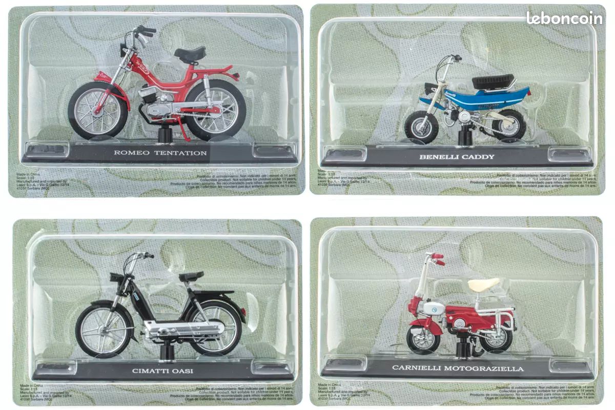 LOT DE 8 Mobylettes Italiennes 1/18 PIAGGIO MALAGUTI Leo Models Moto LMB4 EUR 29,90 - FR