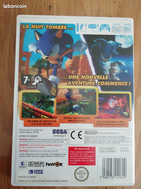 Sonic Sega Nintendo Wii jeux (image 2)