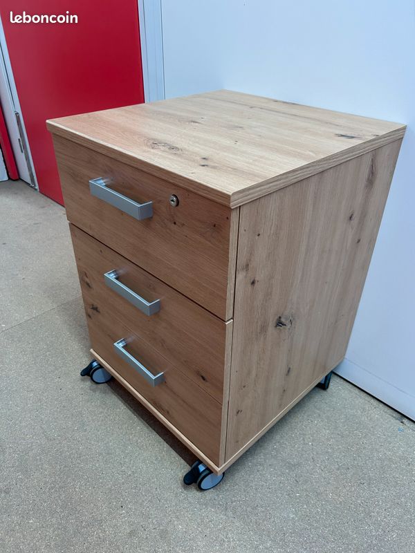 Commode 3 tiroirs à roulette sécurisée (clé) (image 1)