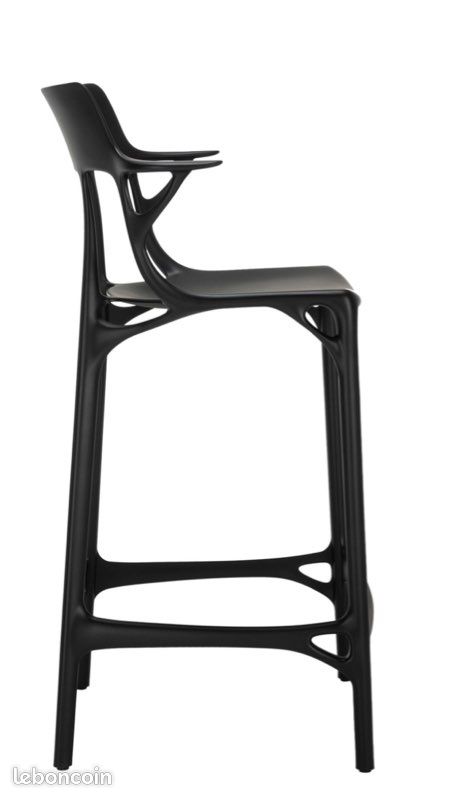 2 Tabourets haut KARTELL coloris Noir Design moulé Starck Accoudoir bar snack table haute îlot (image 2)