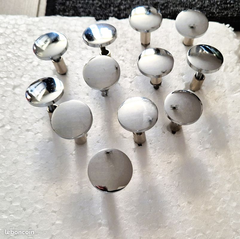 Lot De 6 Boutons Vintage Argentés - Diamètre 2,3 Cm - Réf. 4988 - Origine France - Occasion