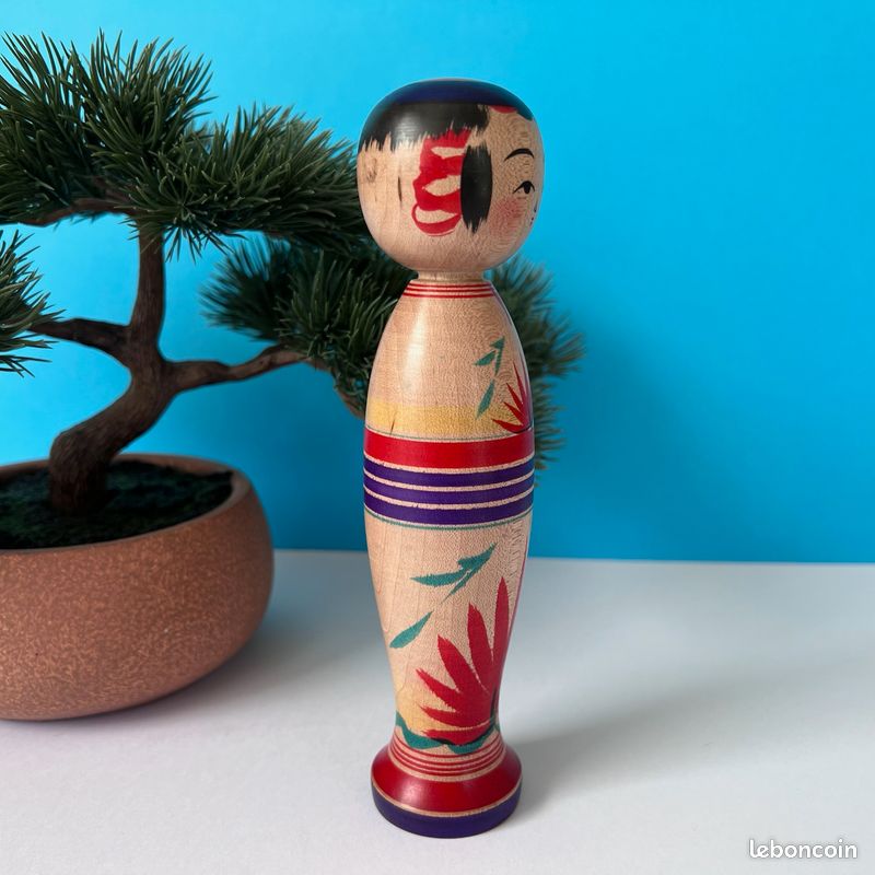Poupée Kokeshi vintage, style Kijiyama traditionnel par
