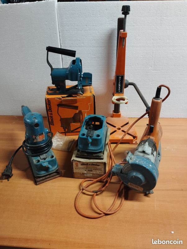Lot Outillage Vintage Black & Decker + Support Wolfcraft - FONCTIONNEL (image 1)