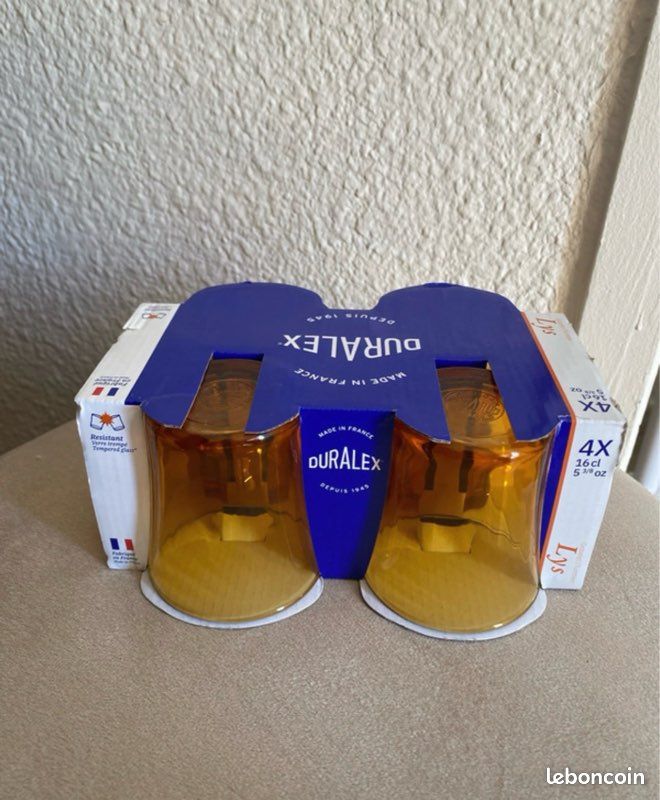 Lot de 4 verres Duralex Lys ambre neufs 16cl - Made in France 🇫🇷 (image 1)