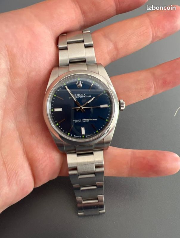 Rolex Oyster Perpetual 39 révisé (arrêt production) bleu 114300