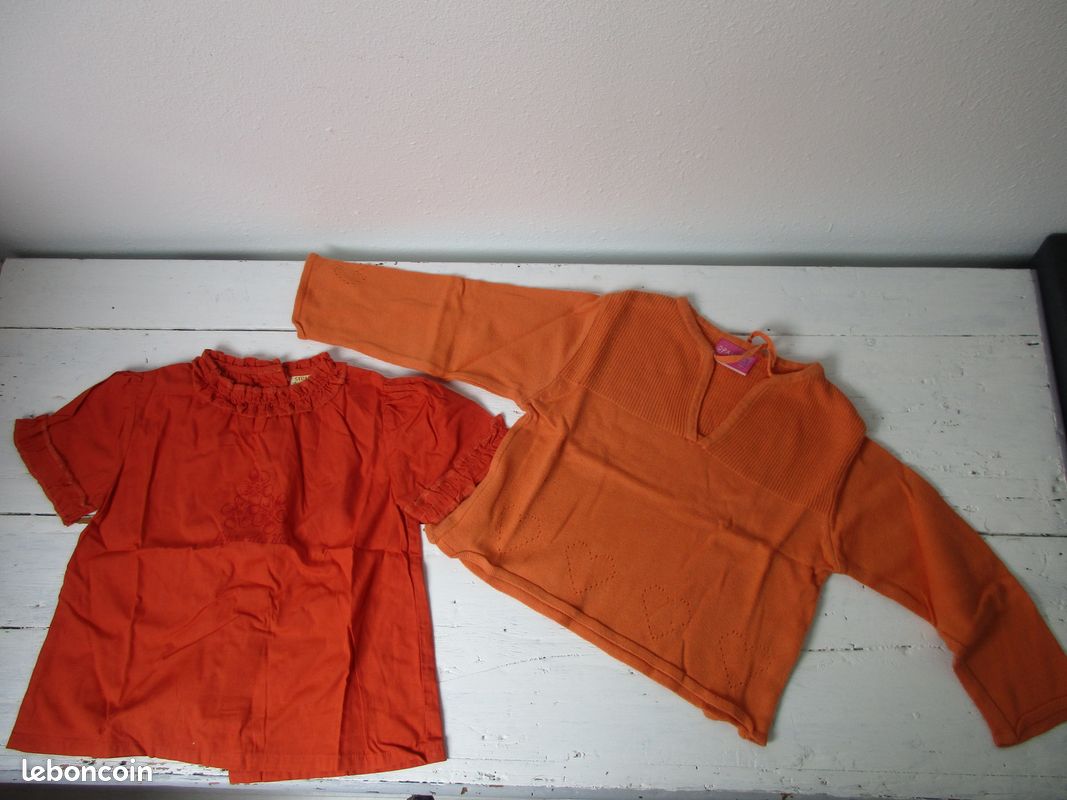 Chemisier+gilet orange 24 mois (image 1)