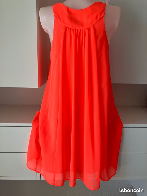 Robe Babydoll H&M Corail Fluo T38 Vêtements