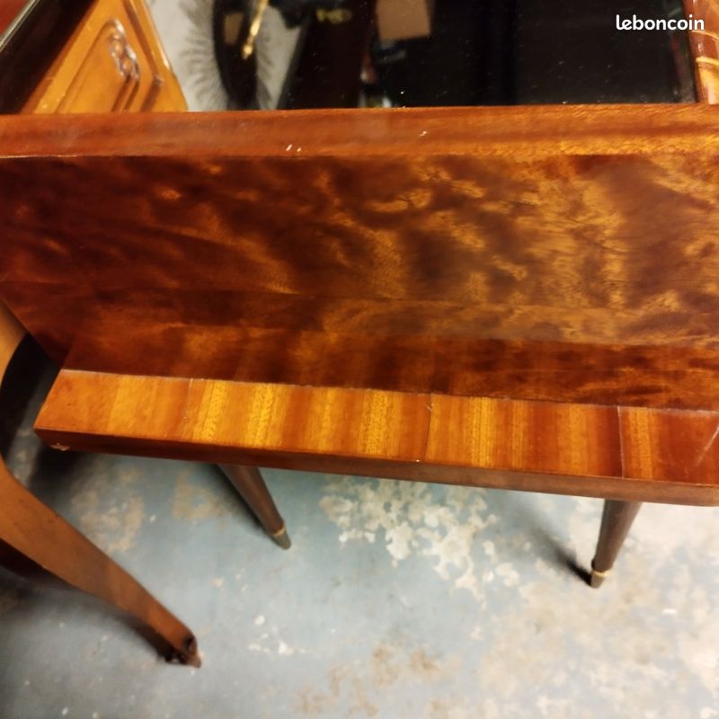 Magnifique chevet ou bout de canapé année 60 en bois de rose et marqueterie,4 pieds compas (image 11)