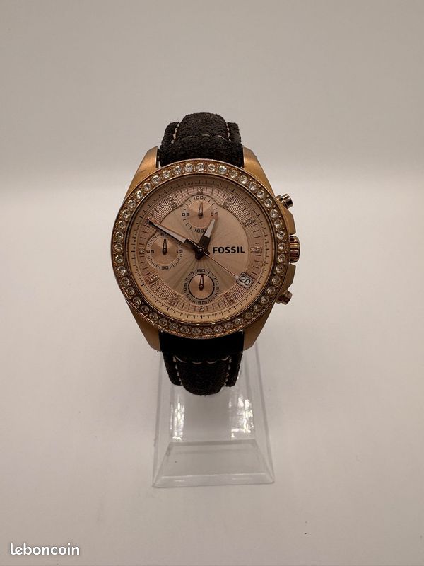 Montre Fossil Decker Chronographe couleur Or Rose et Strass (image 1)