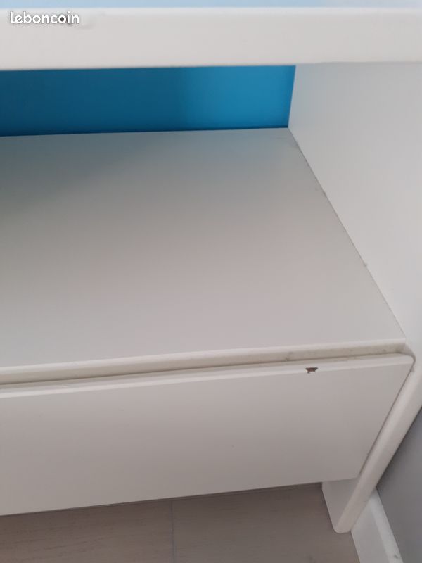 Lit enfant 90*190 blanc en bois avec table chevet (image 10)