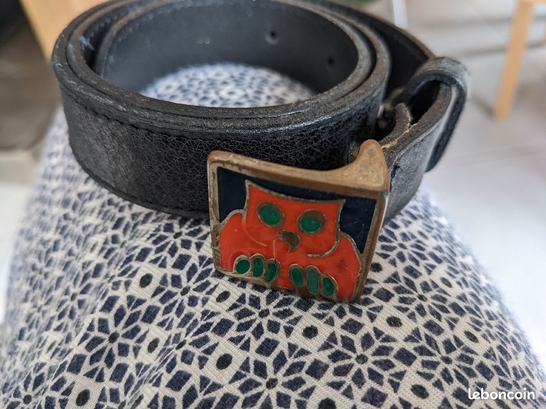 Ceinture enfant cuir vintage avec boucle hibou (image 1)