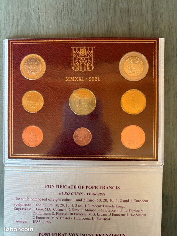 Série euro Vatican 2021 Division 8 pièces dossier FDC (image 2)