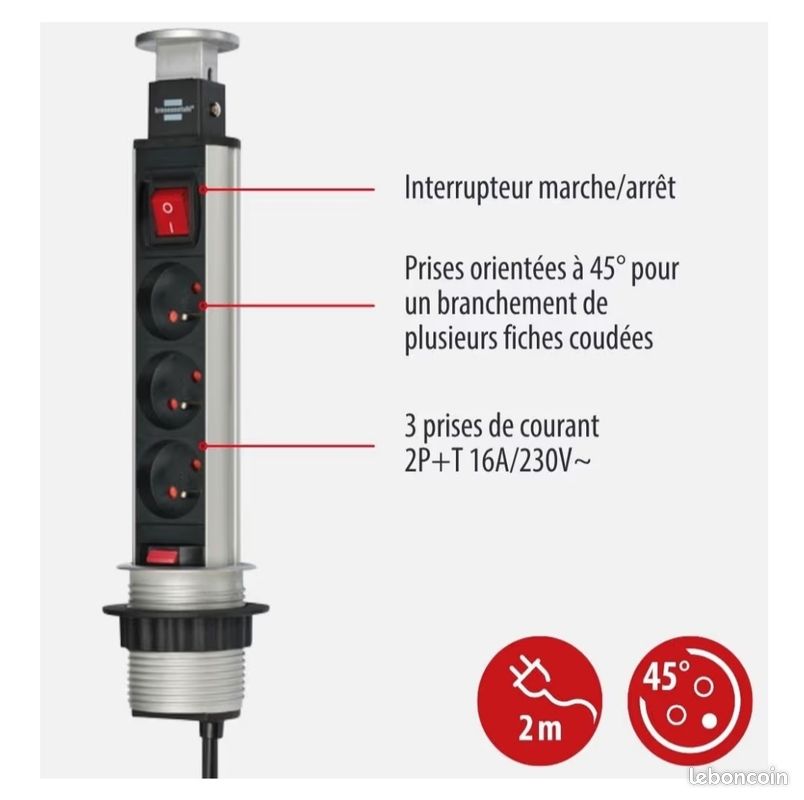 Multiprise Usb,Bloc Multiprise 3 Prises Avec 3 Ports Usb Chargeur (5V 2