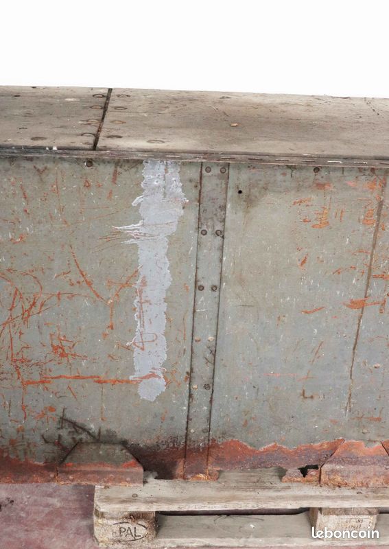 Ancien etabli riveté 301X60cm H80cm avec plateau bois - 3063 (image 13)