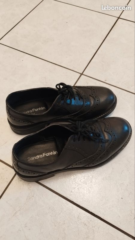 Derbies Eram En Cuir Sable & Bleu - Taille 38 - Paillettes - Neuf Avec Boîte