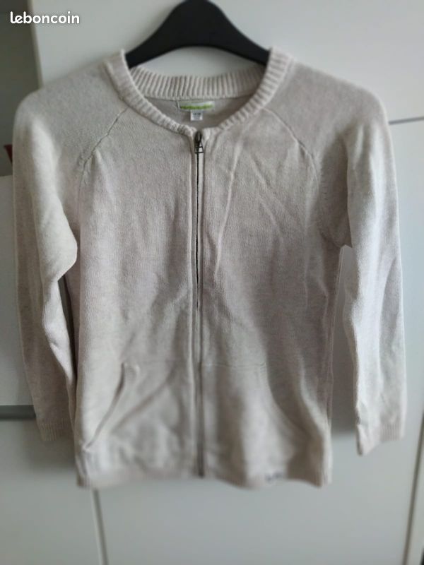 Gilet à zip beige 10A V.Baudet (SANDY93) (image 1)