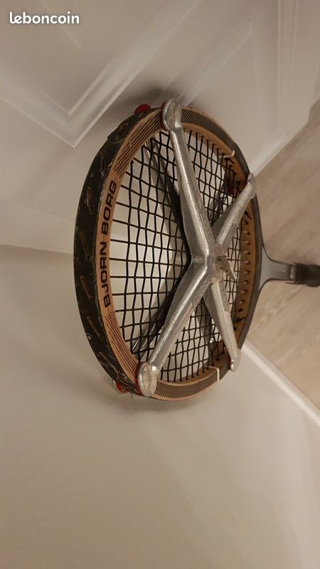 Raquette de tennis Donnay vintage bois La Hutte et sa presse en alu