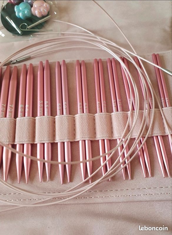Coopay Lot De 13 Paires Aiguilles à Tricoter Circulaires Interchangeables 3 à 10 Mm - Aluminium, Sac De Rangement Violet - Kit Complet