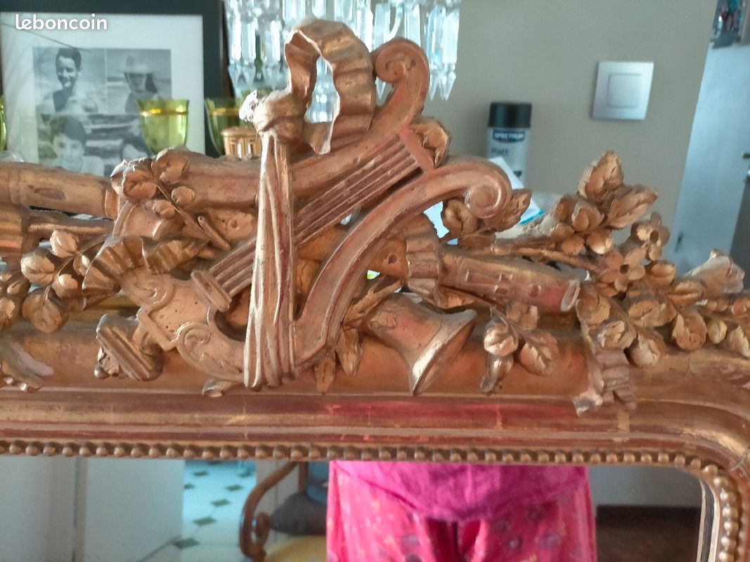 Miroir très ancien bois doré (image 4)