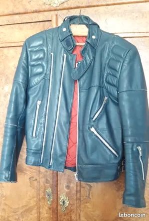 Perfecto Cuir Véritable Vintage 80s - Bleu Klein (Taille 50 / L) (image 1)