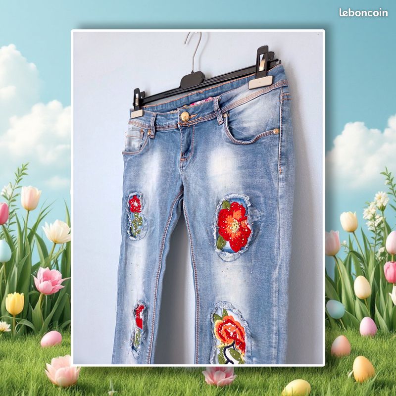 Jean Pour Enfant TOFF TOGS Doublé Avec Broderie - Taille 104 (environ 4-5 Ans) - Neuf Ou Presque, Modèle ST217