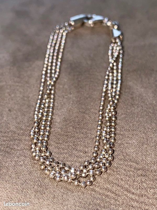 Bracelet Multi-rangs En Argent Massif 925 - Taille 18cm, Largeur 4mm - Poinçonné, Marque Petugons
