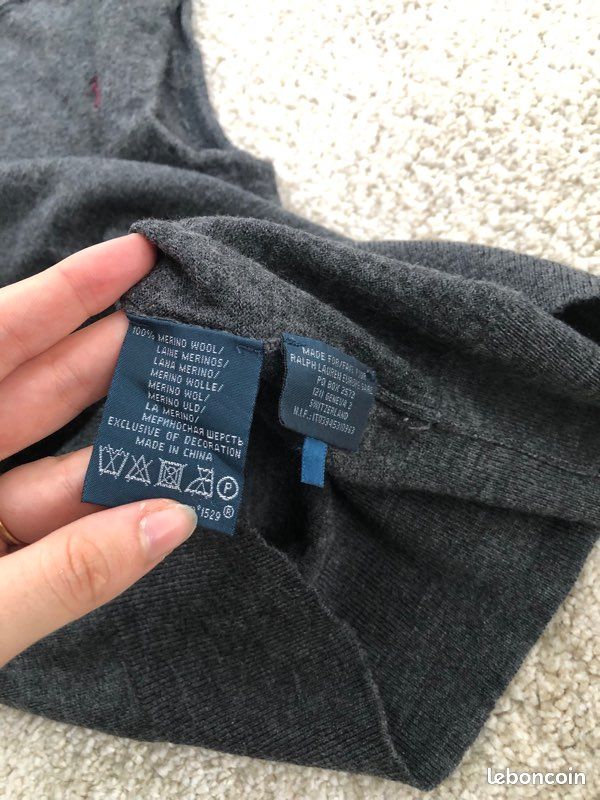 Pull Ralph Lauren sans manche gris (image 5)