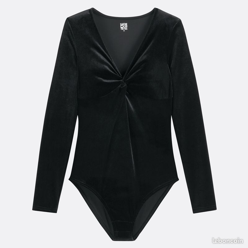 Body en velours col croisé, effet cache-cœur, noir (image 2)