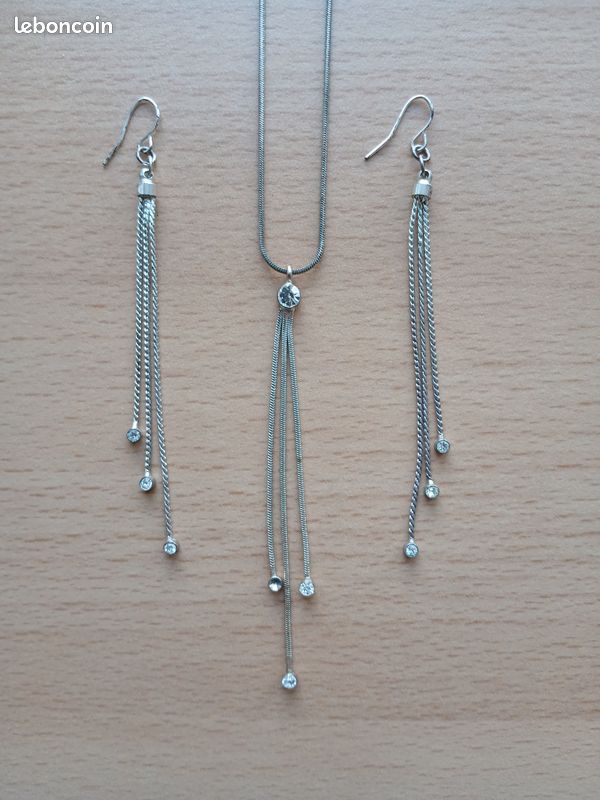Lot Collier Et Boucles D'oreilles Designer 20 Pouces - Ensemble De Bijoux Assortis D'occasion