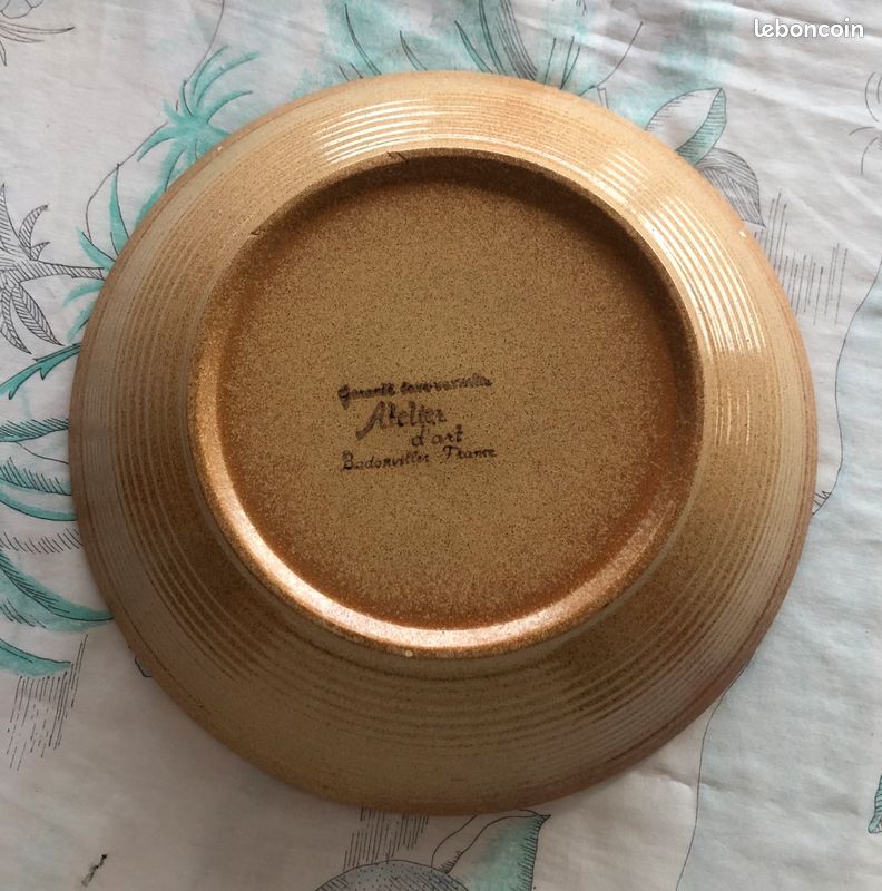 Saladier Art Deco Badonviller Ferrières rouge bleu