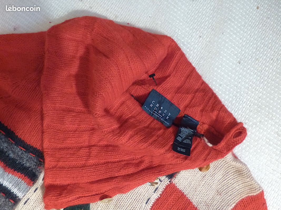 Crazy Horse Liz Claiborne pull de Noël fêtes angora col montant M