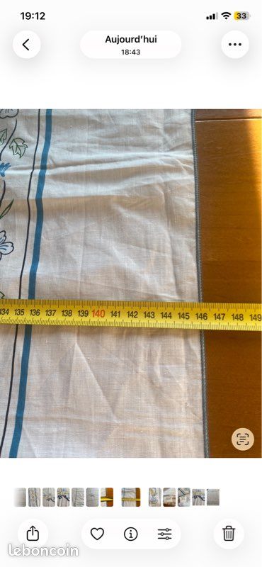 Nappe vintage avec broderie 100% coton blanche et bleue (image 14)